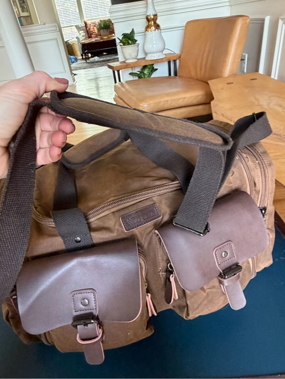 Wildroad Rugged Expandable Waxed Canvas Weekender Duffel Bag